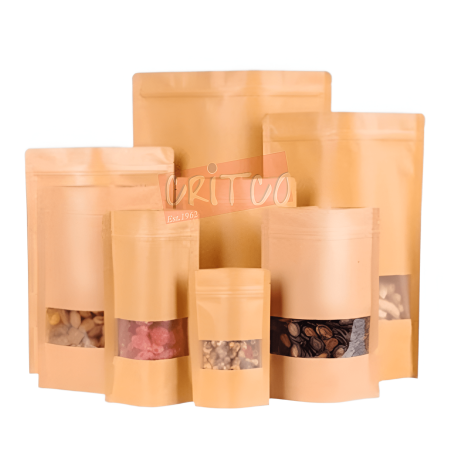 (15X22)cm Window Zip Lock Pouch-Kraft