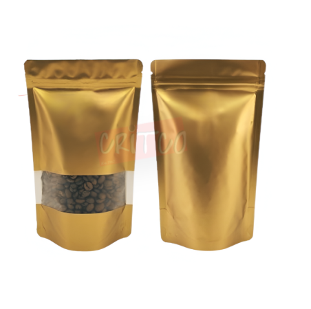 (18X26)cm Window Zip Lock Pouch-Gold