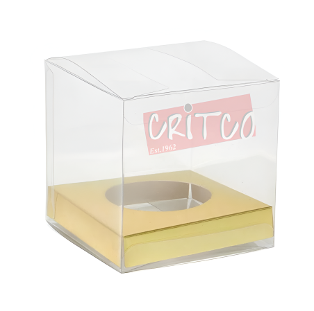 Single Cup Cake Box-Clear Gold Base (𝐩𝐫𝐞 𝐨𝐫𝐝𝐞𝐫𝐬 𝐨𝐧𝐥𝐲!)