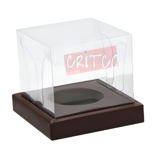 Single Cup Cake Box-Clear Brown Base (𝐩𝐫𝐞...