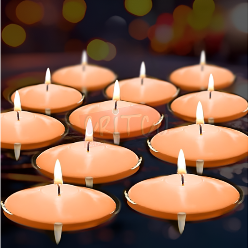 Oval Floating Candle-Beige