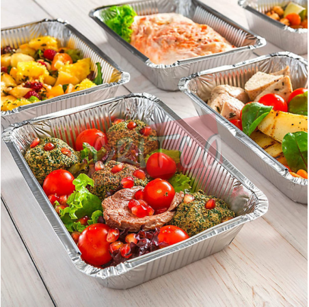 1200ml Aluminium Container With Lid Rectangle