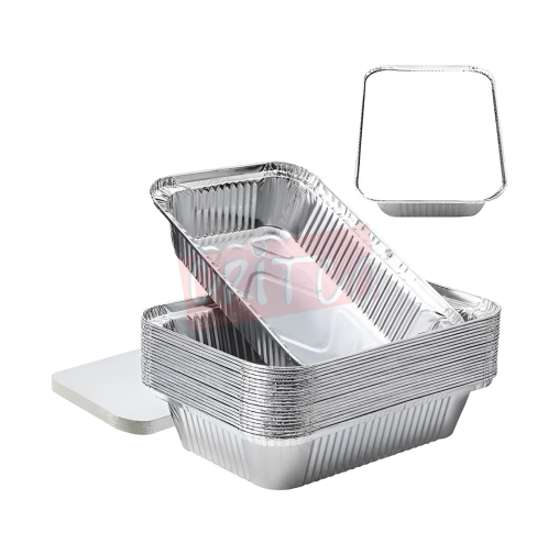 1200ml Aluminium Container With Lid Rectangle