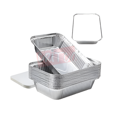 1200ml Aluminium Container With Lid Rectangle