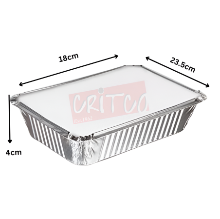 1200ml Aluminium Container With Lid Rectangle