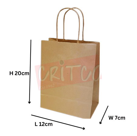 7.5x4.5x2.5inch Kraft Food Bag Bottom Gazette W/Handle