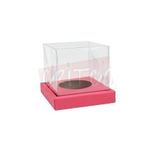 Single Cup Cake Box-Clear Pink Base (𝐏𝐫𝐞 𝐨𝐫𝐝𝐞𝐫𝐬 𝐨𝐧𝐥𝐲 !)