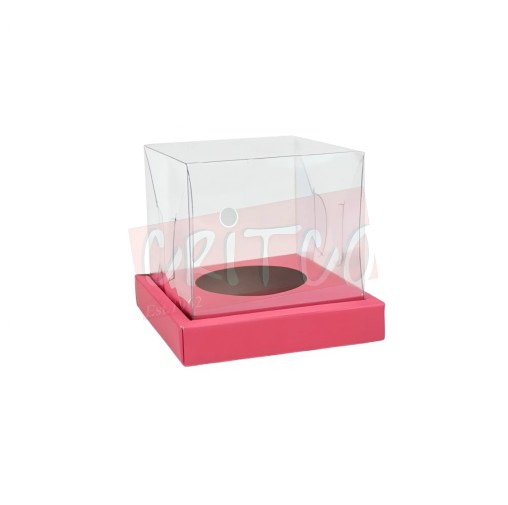Single Cup Cake Box-Clear Pink Base (𝐏𝐫𝐞 𝐨𝐫𝐝𝐞𝐫𝐬...