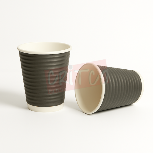TK-8oz (250ml) Ripple Cup Black without lid