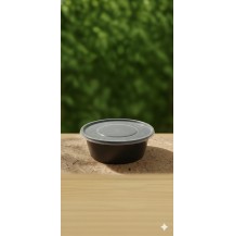 TK 300ml Black Base Round Container with Clear lid (Pack...