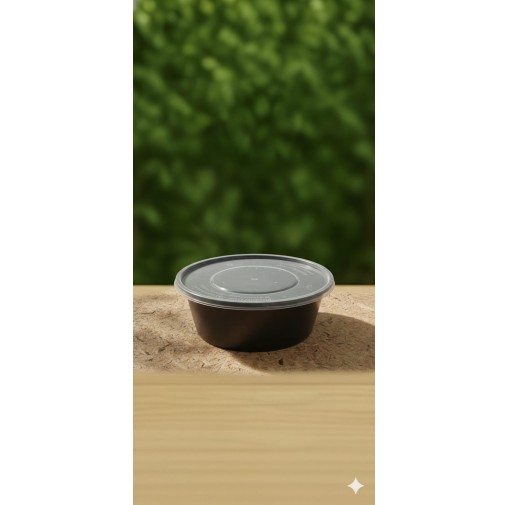 TK 300ml Black Base Round Container with Clear...