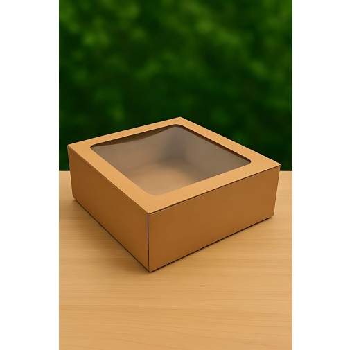 10x10x4 Window Kraft Corrugated Cake box