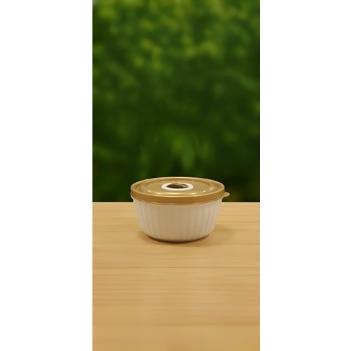 Plastic Storage Container Round Small with gold...