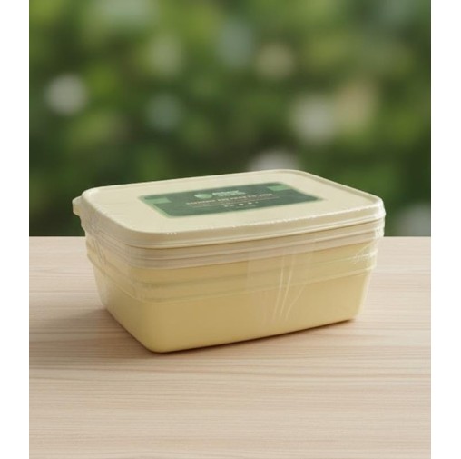 (FT) 1000ml 3pack Kids Plastic Lunch Box Beige...