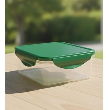 (SQ) 850ml Kids Plastic Lunch Box Square Green Colour