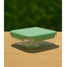 (SQ) 500ML Kids Plastic Lunch Box Square Green Colour