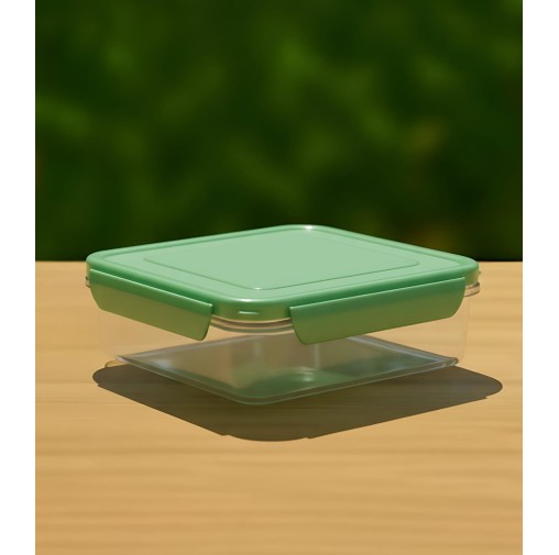 (SQ) 500ML Kids Plastic Lunch Box Square Green...