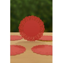 5.5inch Paper Mat Round Red (Pack of 12pcs)
