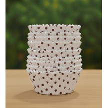6cm Cup Cake Liners White With Brown Polka Dots (Pack of...