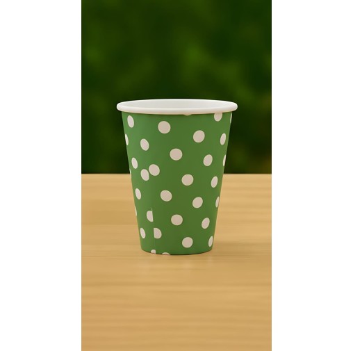 TK-200ml Polka Dot Paper cup Light Green (Pack...
