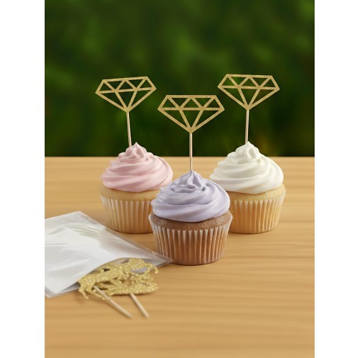 Cup cake toppers- Diamond  (12pcs pack)