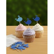 Cup cake toppers- Whale (12pcs pack)