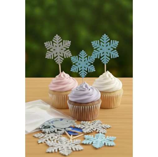 Cup cake toppers- Snowflake  (12pcs pack)