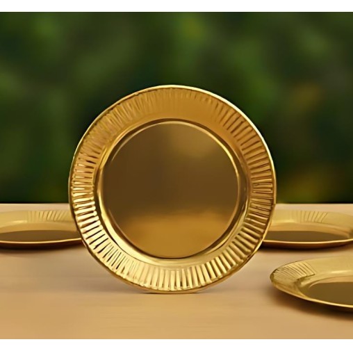 9 inch Metalic Gold Paper Plate (Pack of 10pcs)