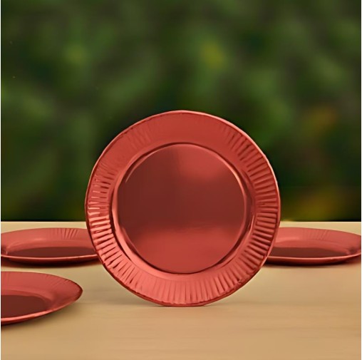 9 inch Metalic Red Paper Plate (Pack of 10pcs)