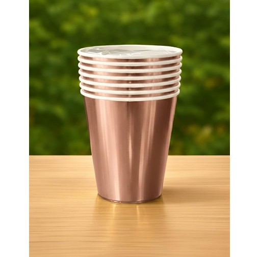 250ml Paper Cup Metallic Rose Gold (Pack of 10pcs