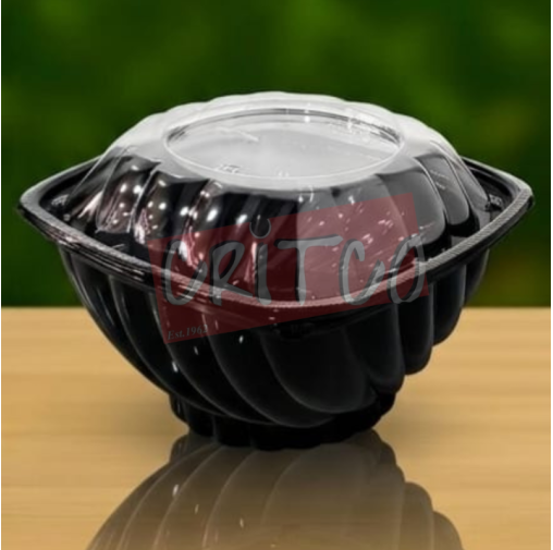 1000ml Dessert Bowl Black with clear lid