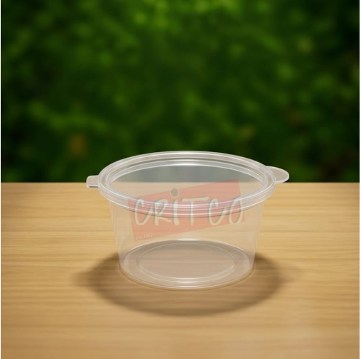 80ml PP Sauce Clear Round Container Hinged Lid